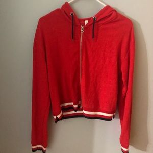 Red zip-up